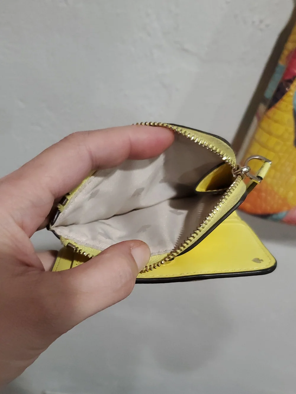 Kate Spade L Zip Wallet In Yellow Leather